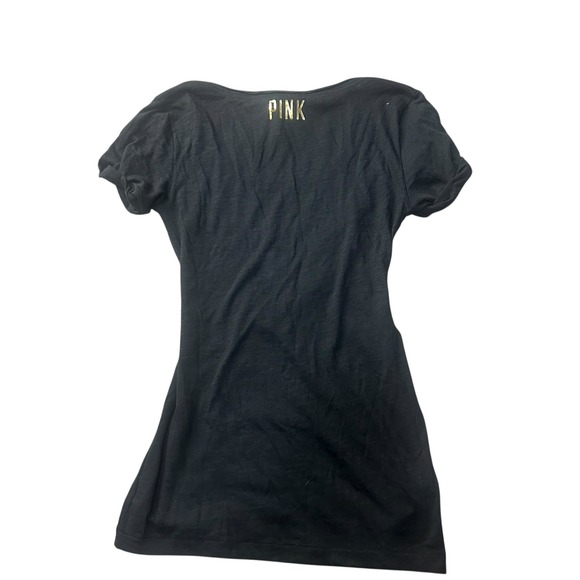 Y2K PINK Victoria's Secret Black Sequin Graphic‎ Tee Shirt XS - Picture 2 of 4